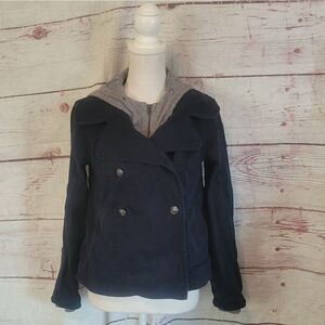Anthropologie Hei Hei Layered Navy and Gray Solin Hooded Utility Jacket Size XS